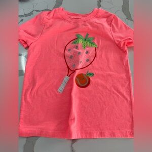 Cat & Jack Coral Pink Strawberry Tennis Graphic Tee